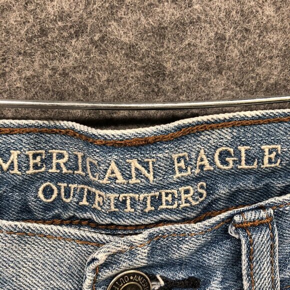 American Eagle Vintage Hi-Rise Jeans Womens Size 2R Two Tone Straight Frayed - Picture 6 of 11